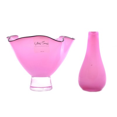 Lot 180 - Gillies Jones - a pink vase in the Rosedale design and smaller bud vase.