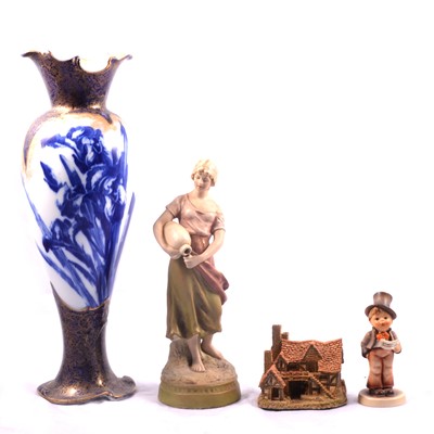 Lot 196 - Royal Dux figures, Old Bill plates, Hummel, Doulton vase, David Winter cottages.