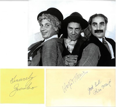 Lot 15 - Film Memorabilia: The Marx Brothers, autographs of the three famous comedic trio