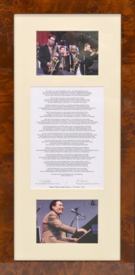 Lot 109 - Jools Holland Rhythm and Blues Orchestra signed presentation poem from The Prince's Trust