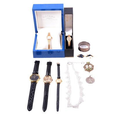 Lot 494 - A collection of silver / white metal jewellery, vintage costume jewellery and wristwatches.